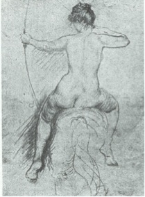 Abb. 2 Louis Tuaillon, Studie zur Amazone, Bleistift auf Papier